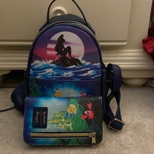 Matching Little Mermaid Loungefly Backpack and Wallet